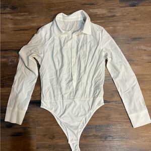 SHEIN Cream Button Down Bodysuit